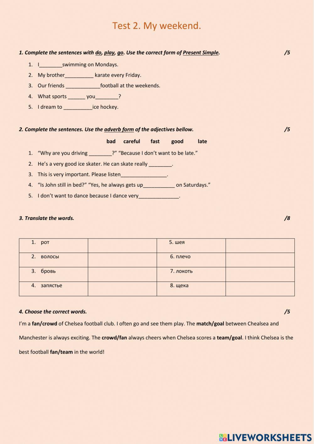 Free time and sports