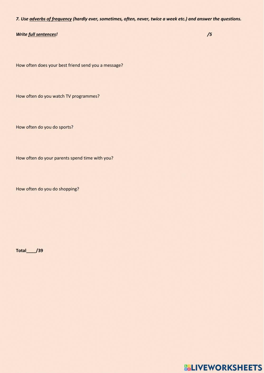 Free time and sports