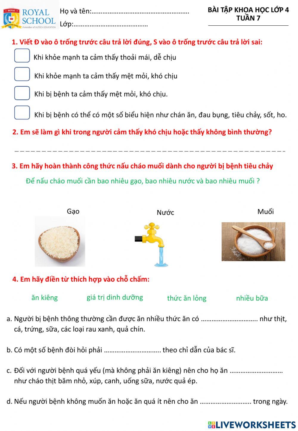 Bài tập khoa học tuần 7