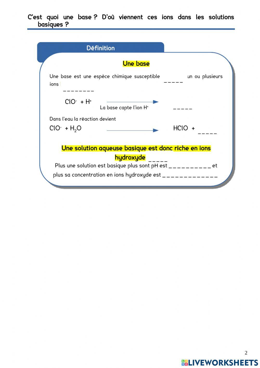 Révisions acides bases définitions
