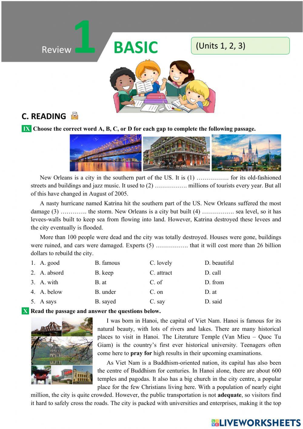 English 9 big4 review 1 reading, listening and writing