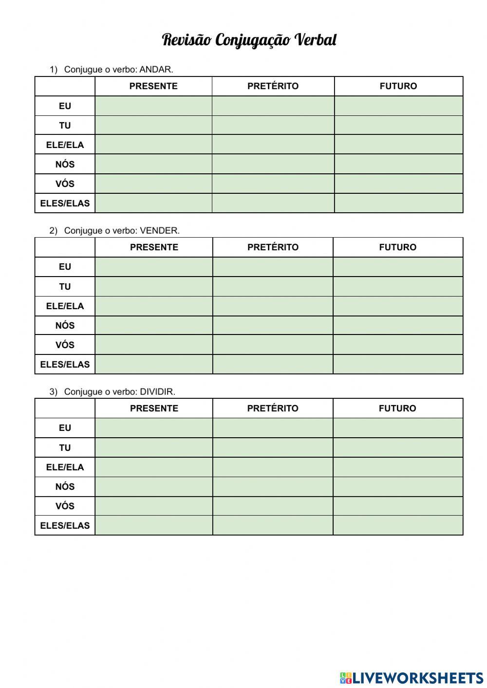Revisão Conjugação Verbal
