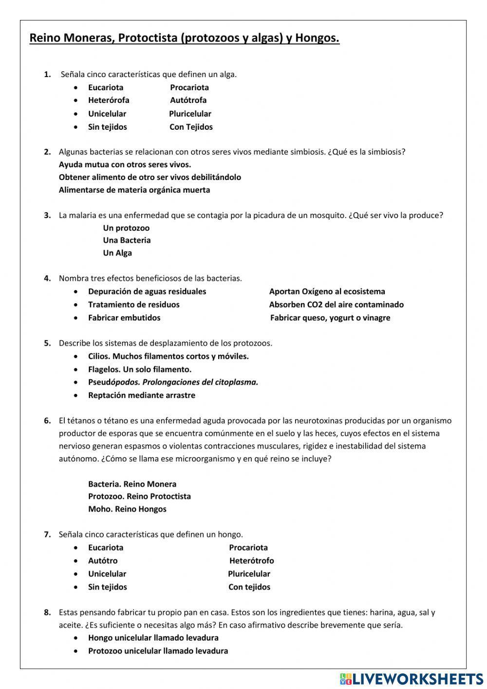 Protozoos algas y hongos