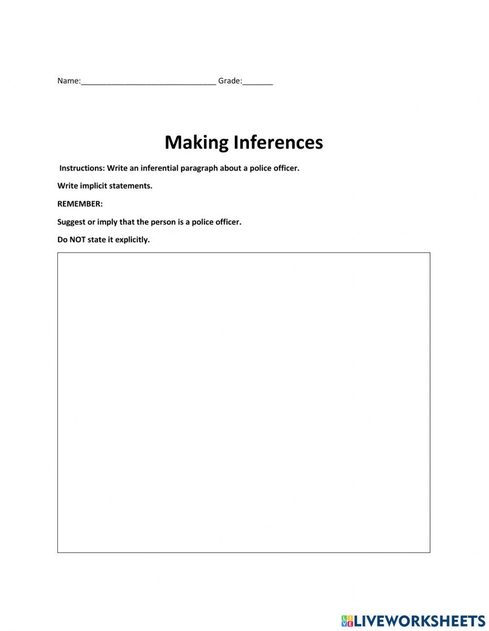 Making Inferences English language activity Live Worksheets