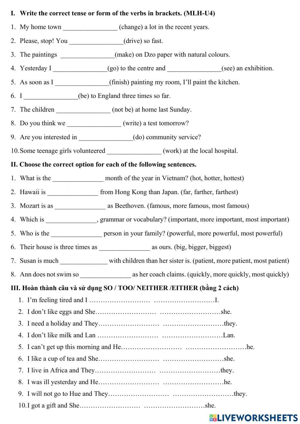 Tieng Anh 7 - Grammar Unit 4