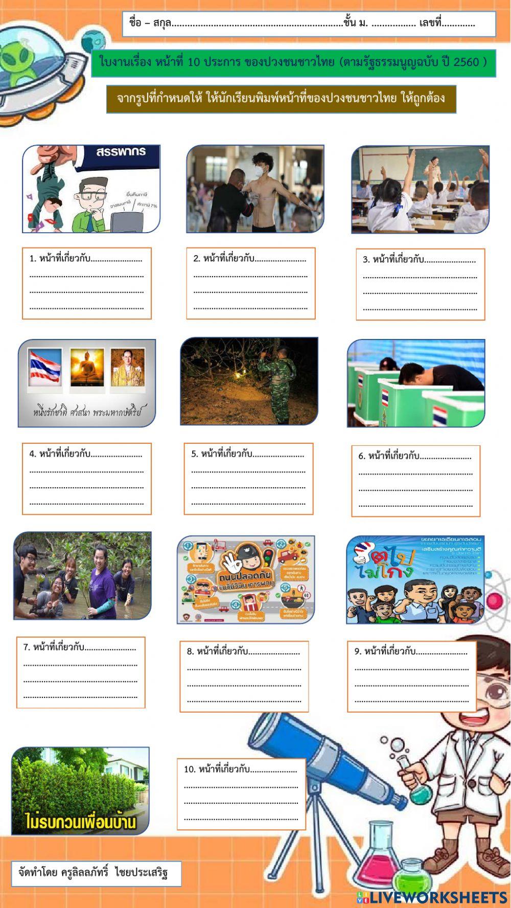 หน้าที่ 10 ประการ ของชาวไทย