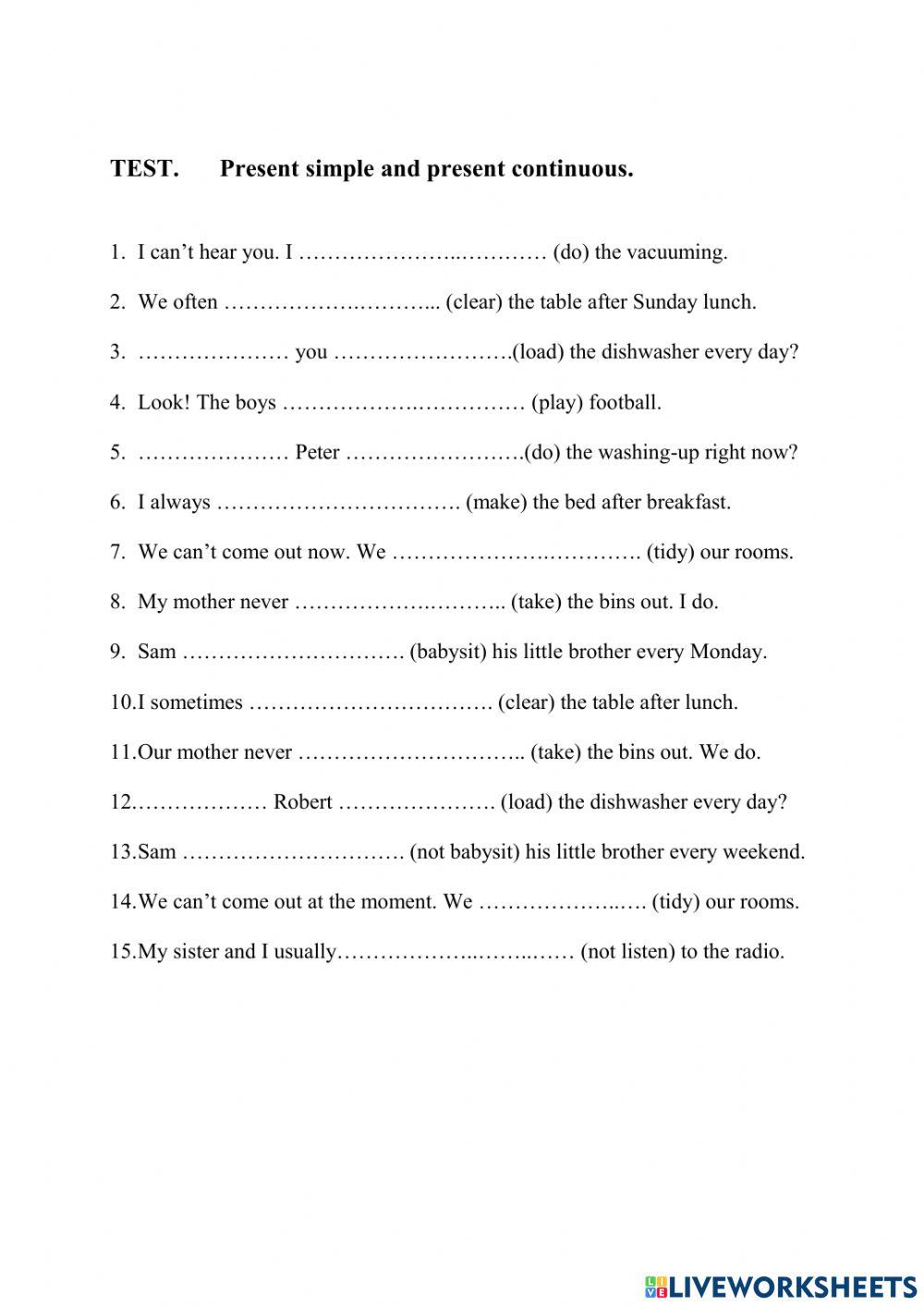 Present simple and present continuous