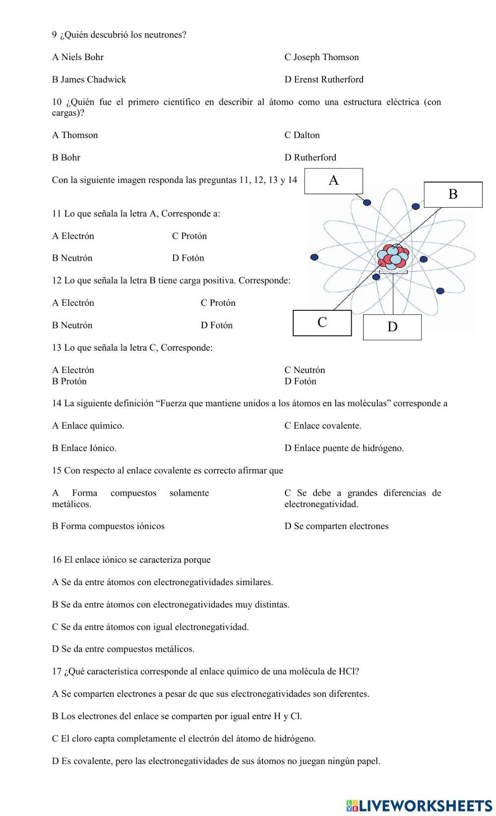 Enlaces Químicos y teoría del átomo