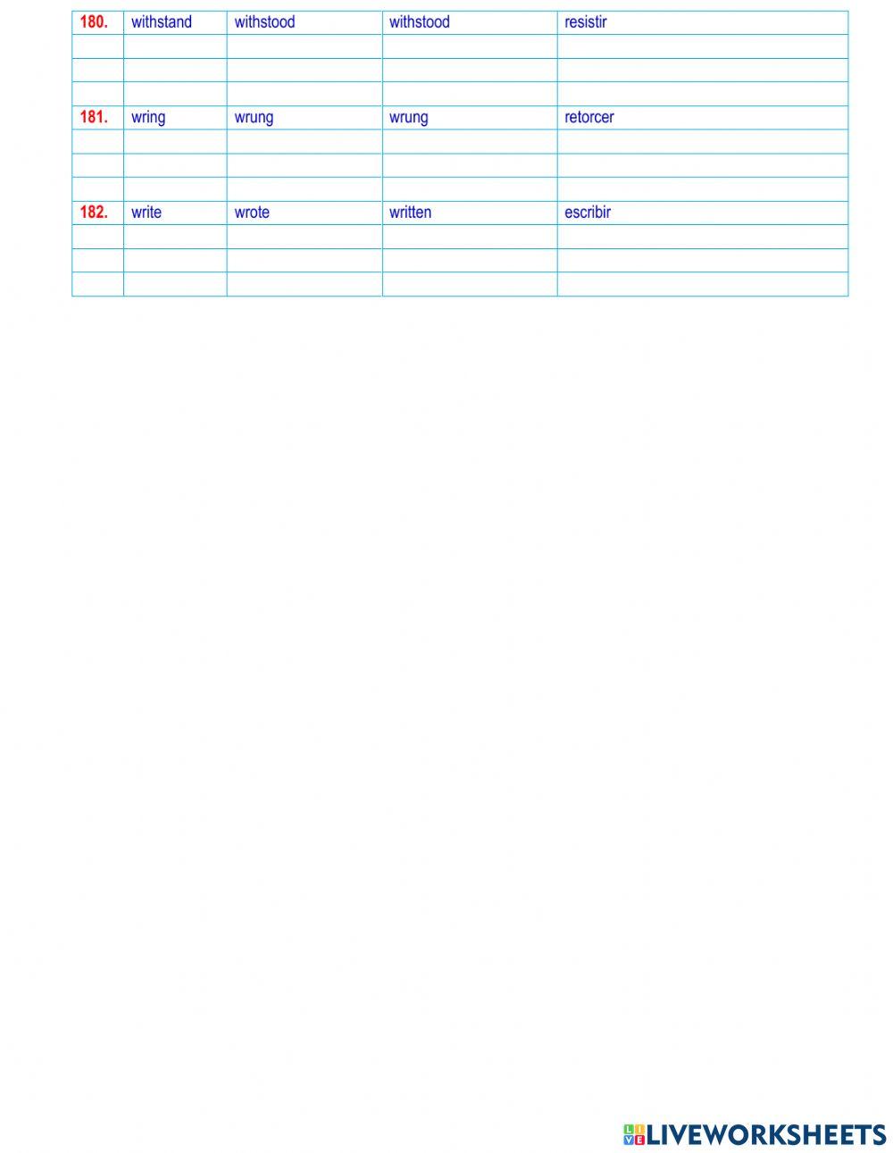 Homework of verbs 17