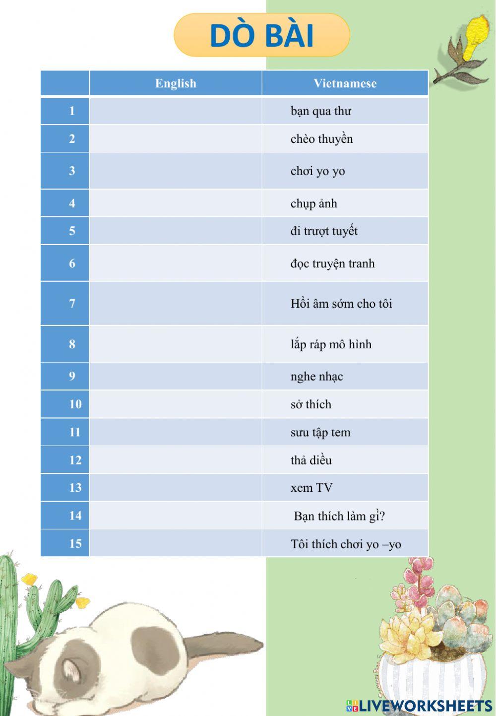 Dò bài lớp 4 6-11