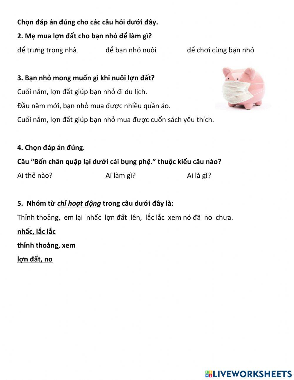 Bài tập chọn đáp án đúng Ai là gì?