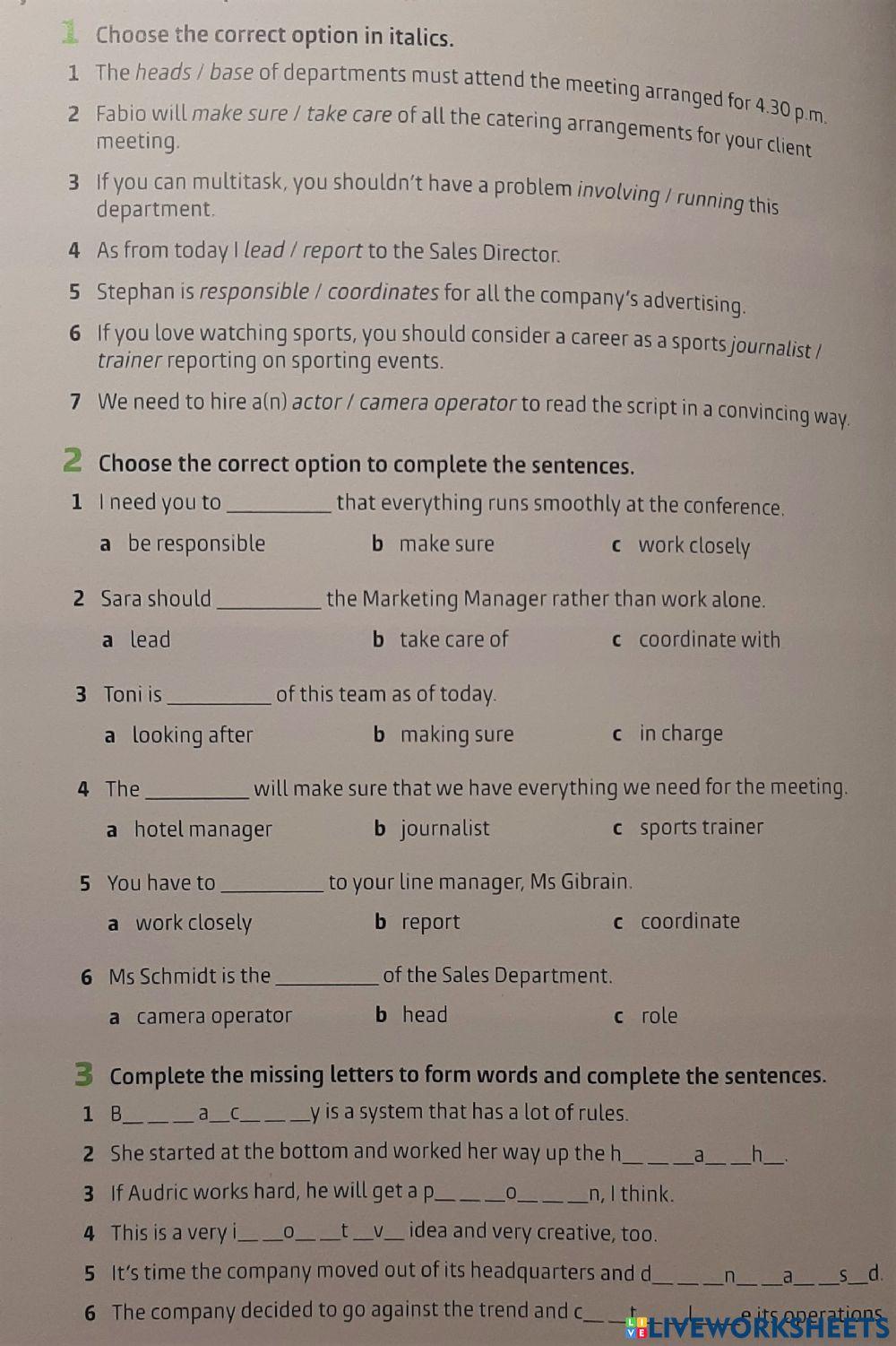 Business PArtner - U1 Organisation Vocab