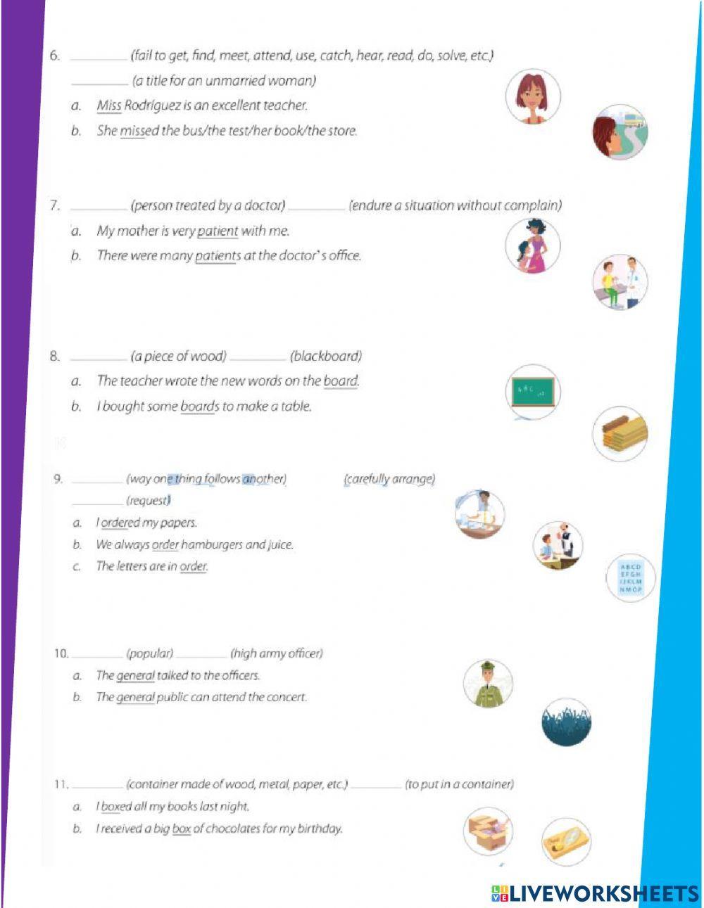 Homonyms online activity for 4th secondary | Live Worksheets