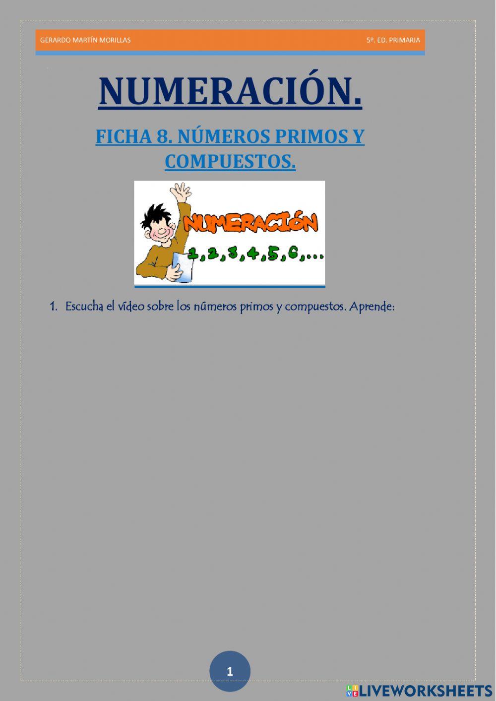 Numeración. Ficha 8.