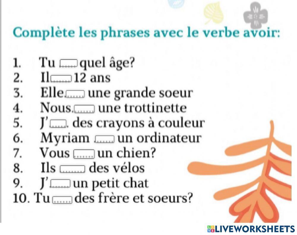 Examen quinto francés