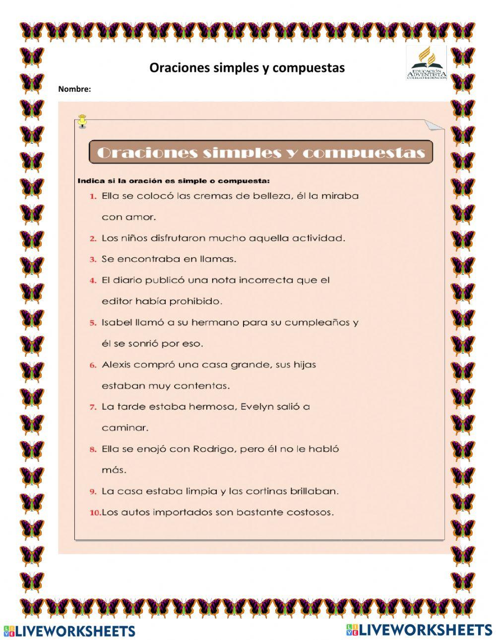 Oraciones simples y compuetas