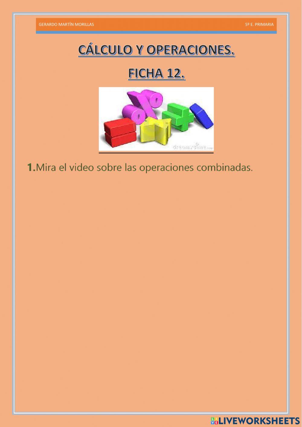 Cálculo y operaciones. Ficha 12.