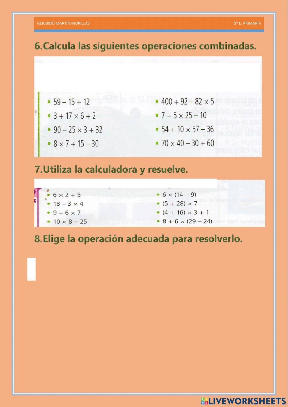 Cálculo y operaciones. Ficha 12.