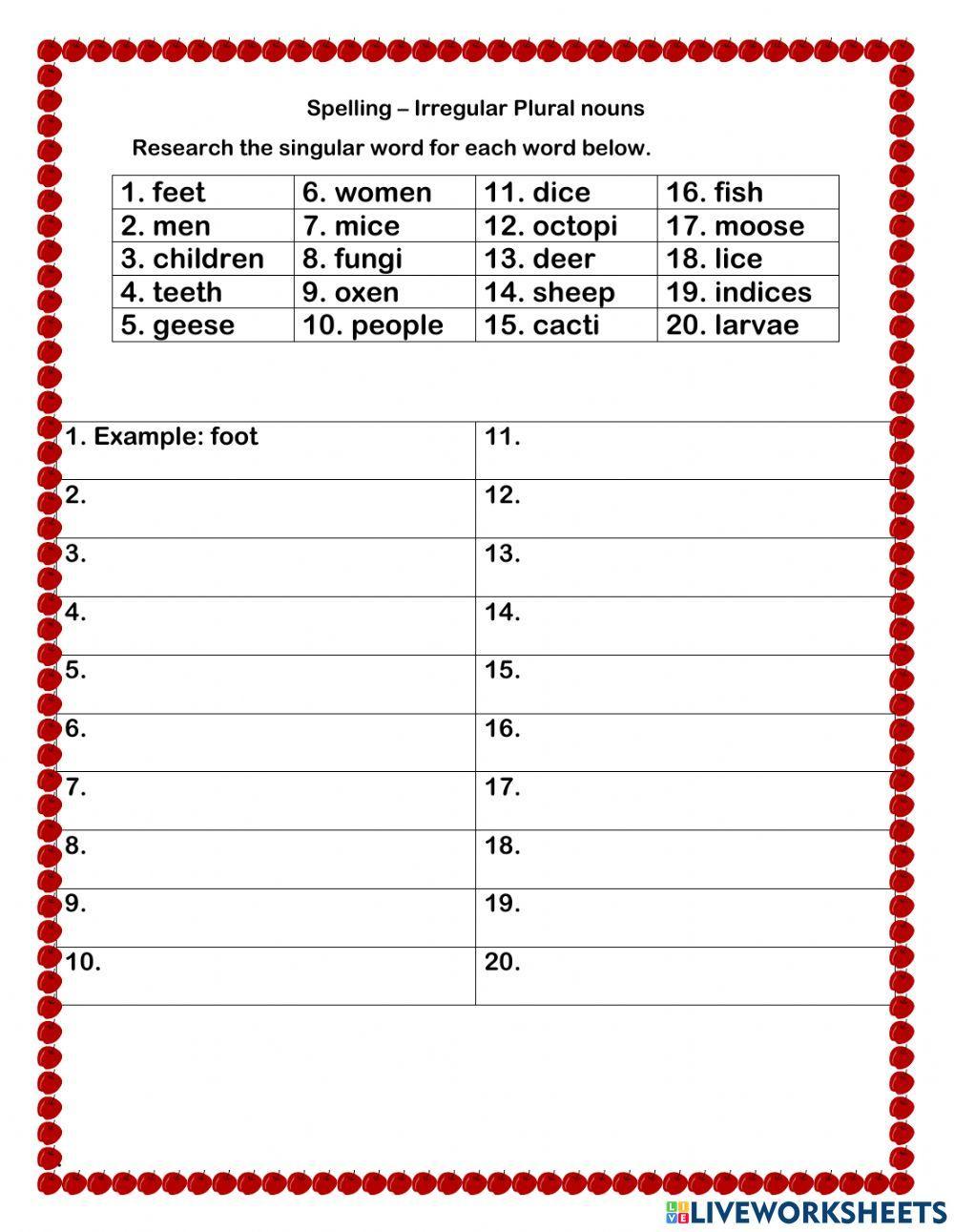 Changing irregular plural nouns to singular nouns
