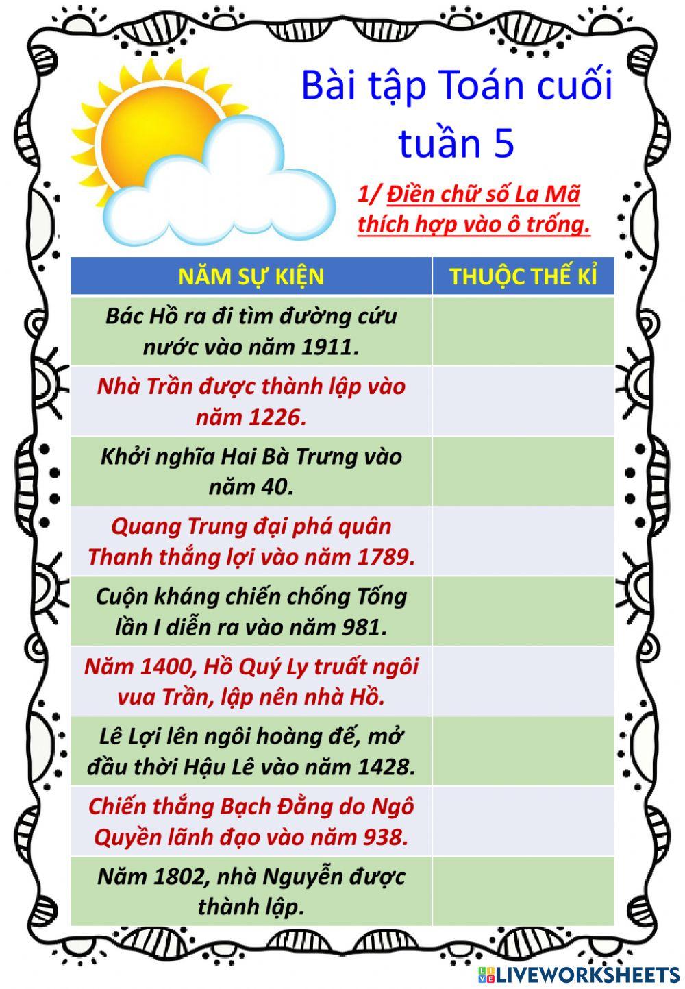 Ôn Toán 4 Tuần 5