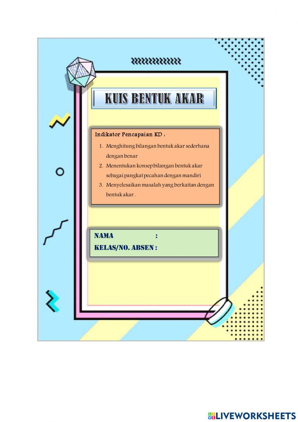 Kuis Bentuk Akar