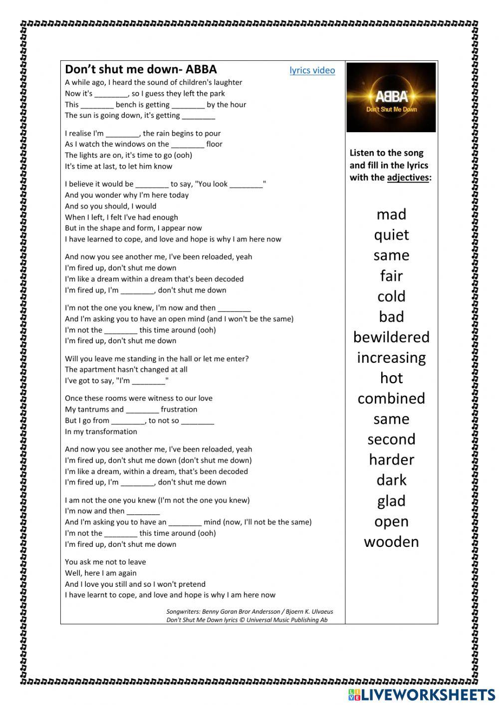 Don't shut me down- ABBA