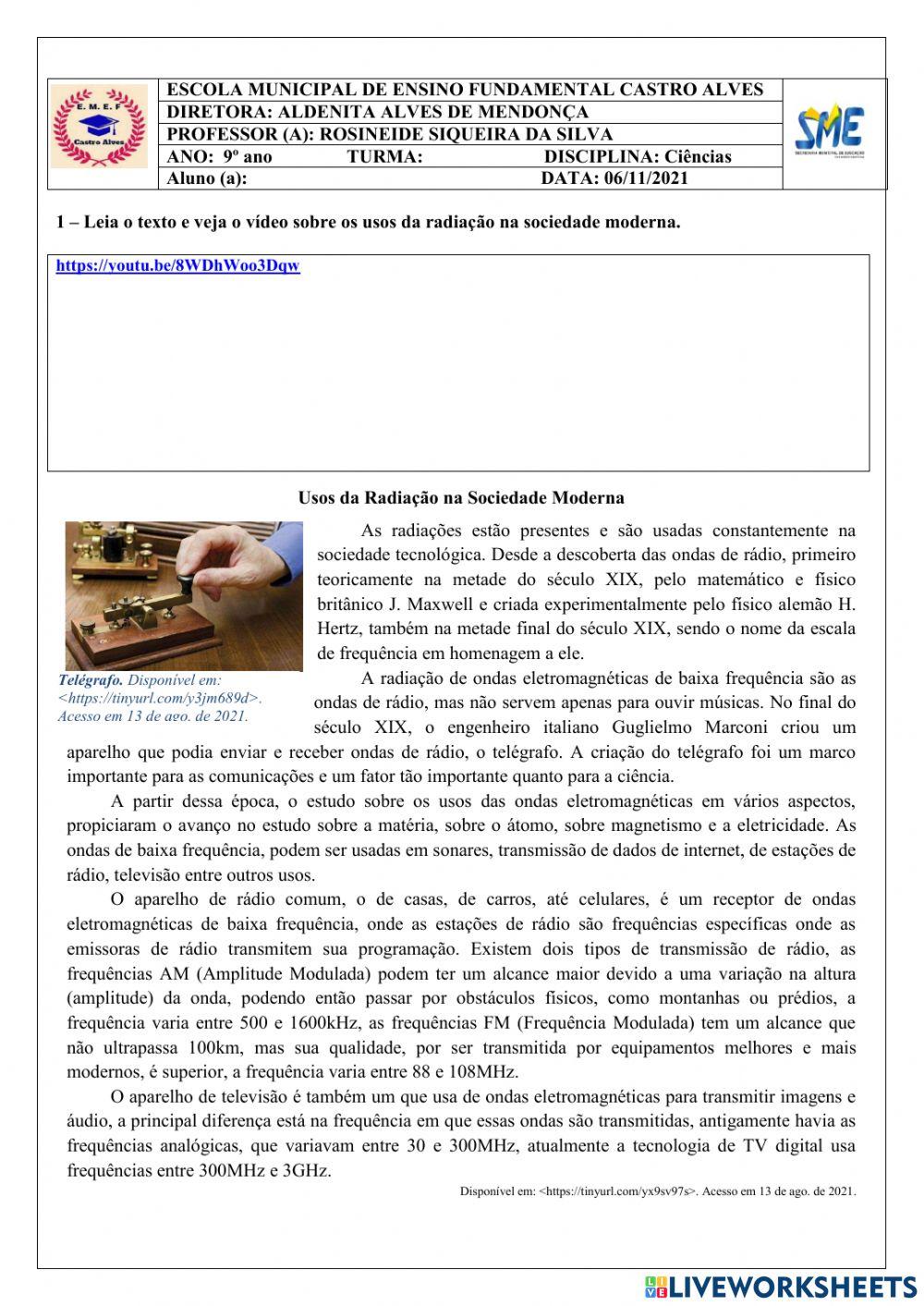 9º ano ciências 06.11.2021