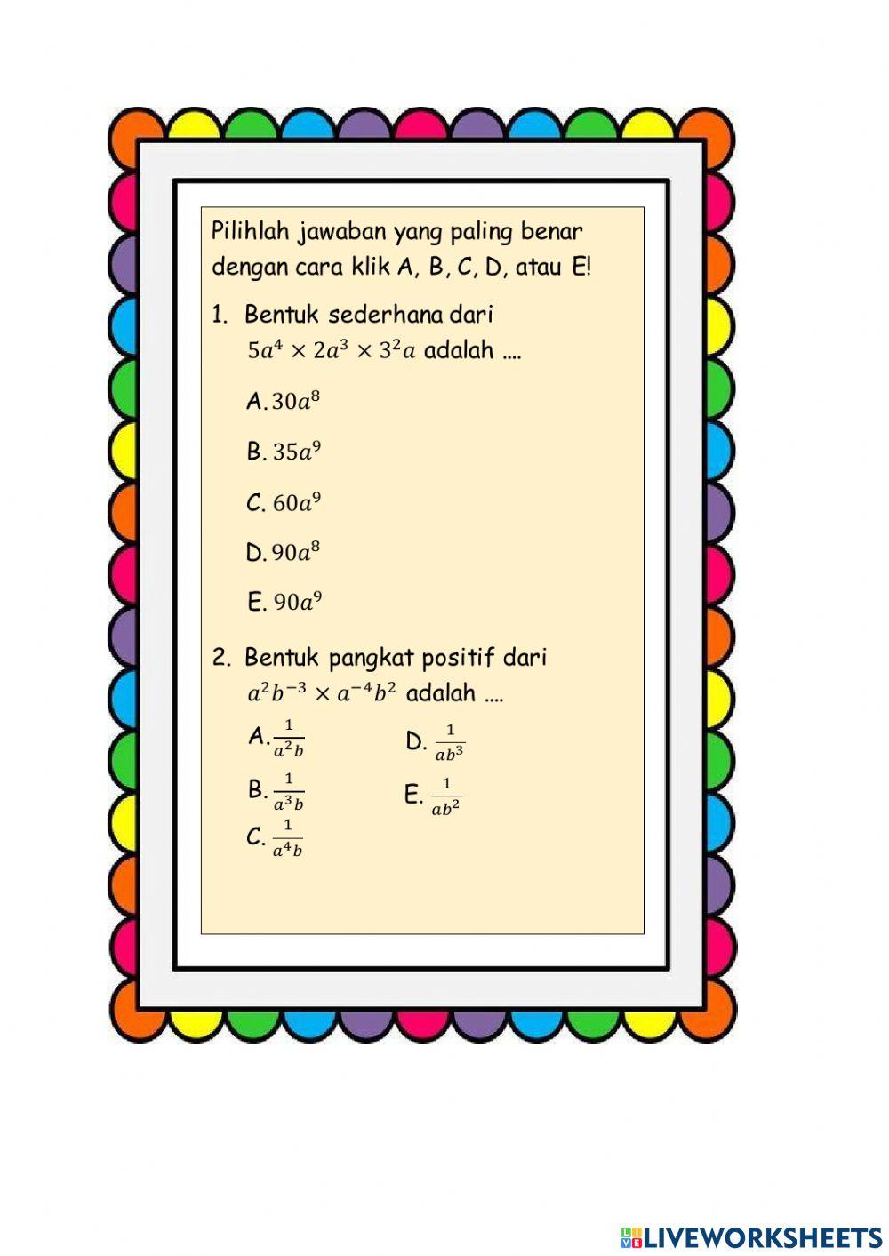 Kuis Bilangan Berpangkat