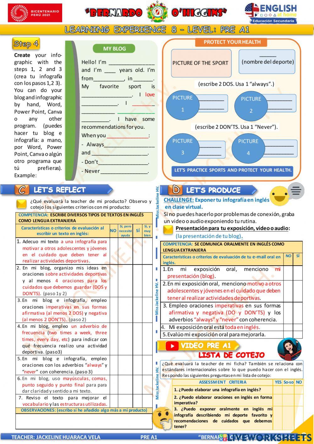 3° PRE A1 - EDA 8 - activity 4 - Aprendo en casa