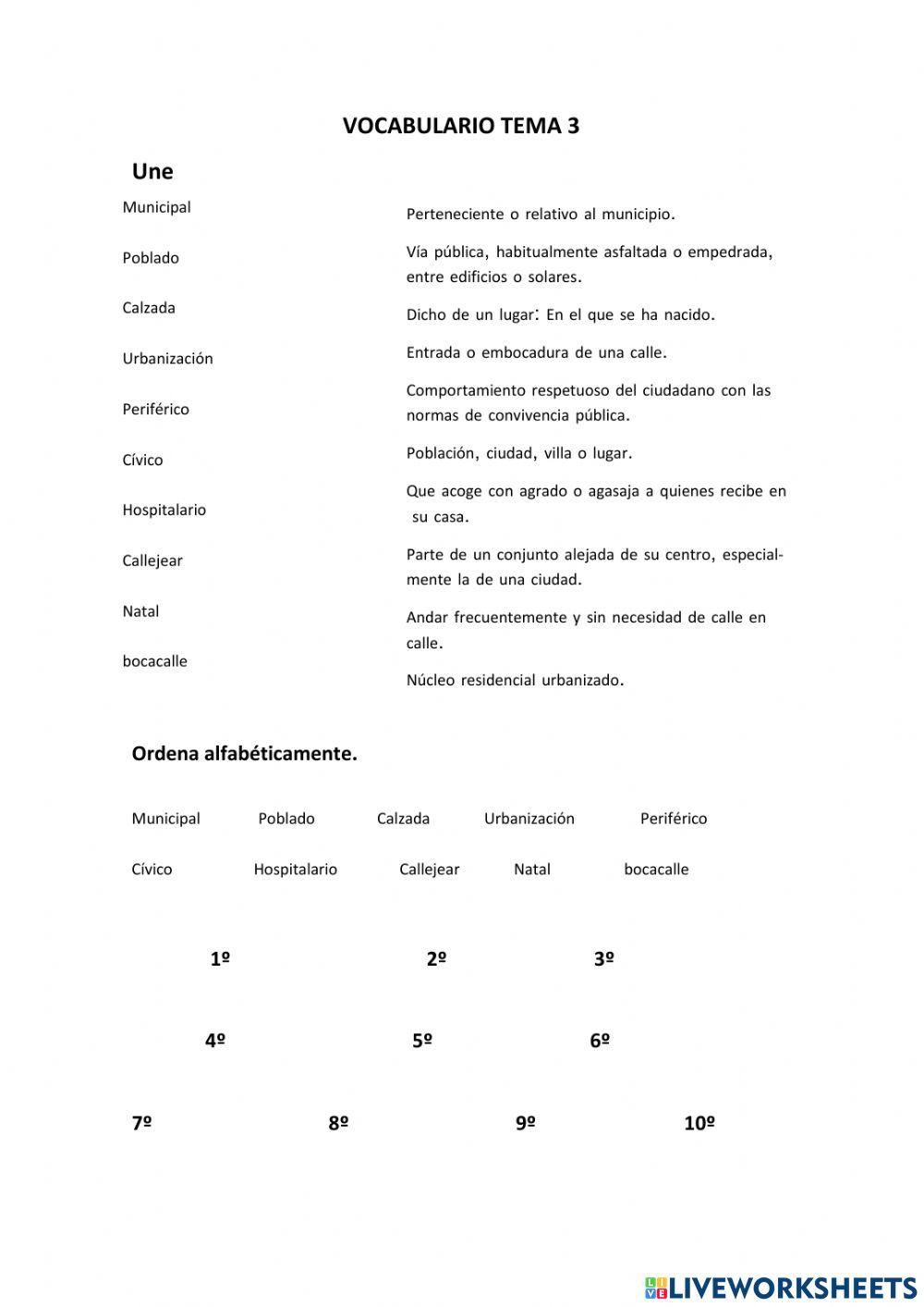 Vocabulario tema 3