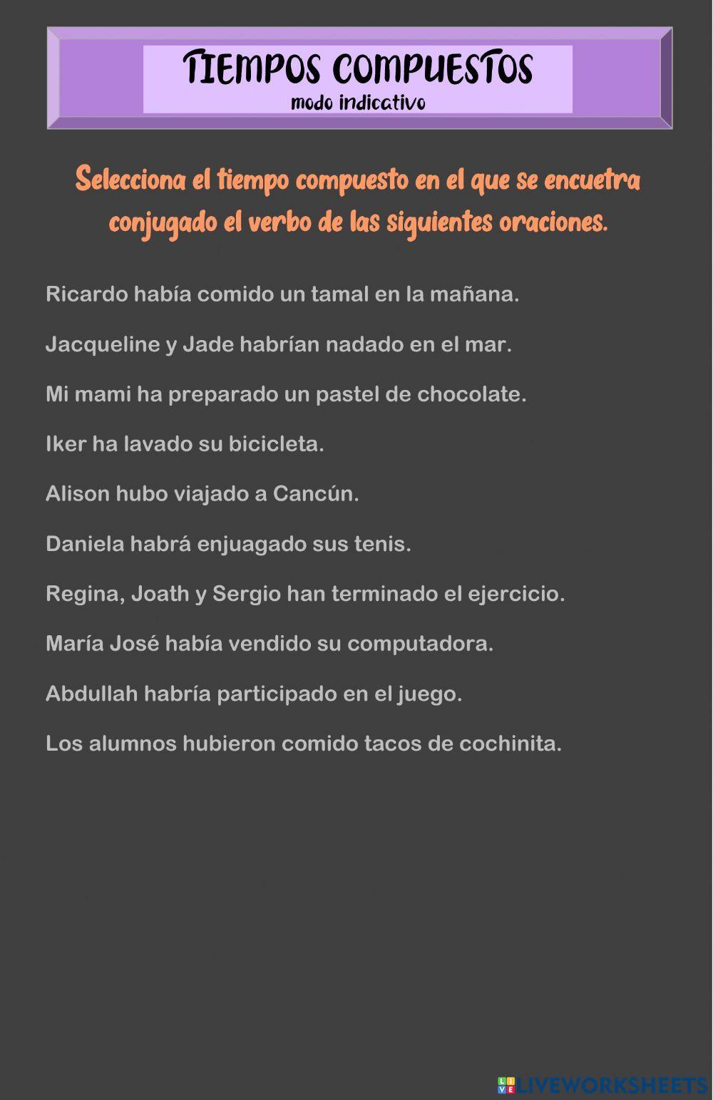 TIEMPOS COMPUESTOS  MODO INDICATIVO 3