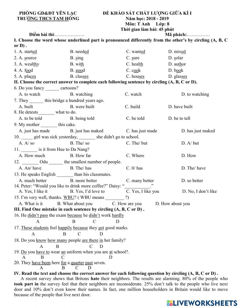 Grade 8 worksheet angryrabbit1701 Live Worksheets