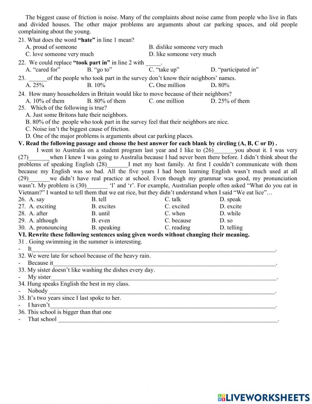 Grade 8 worksheet angryrabbit1701 Live Worksheets