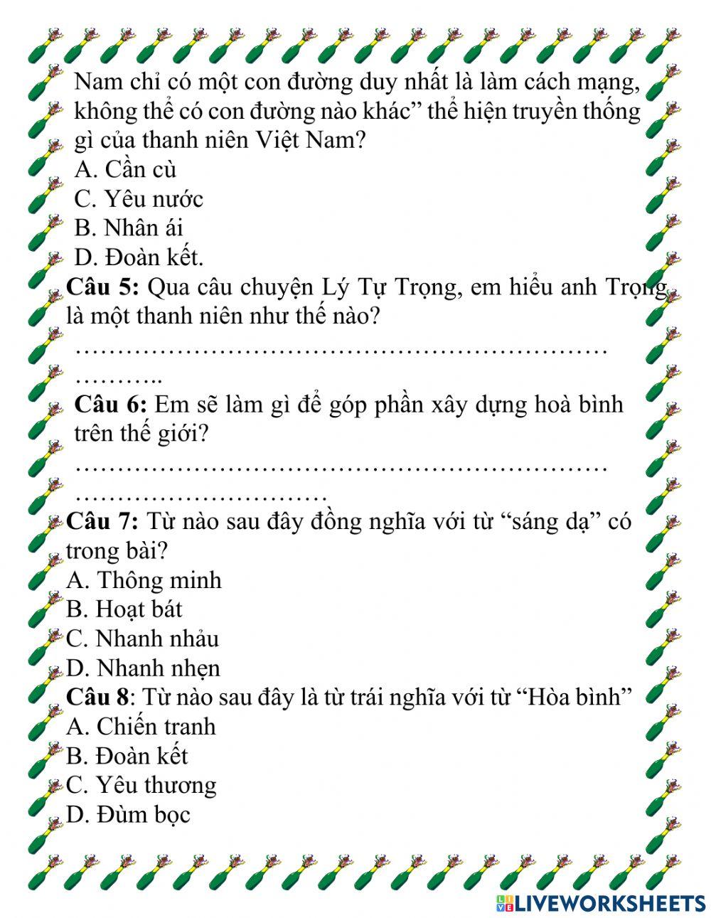 Đọc hiểu: Lý Tự Trọng