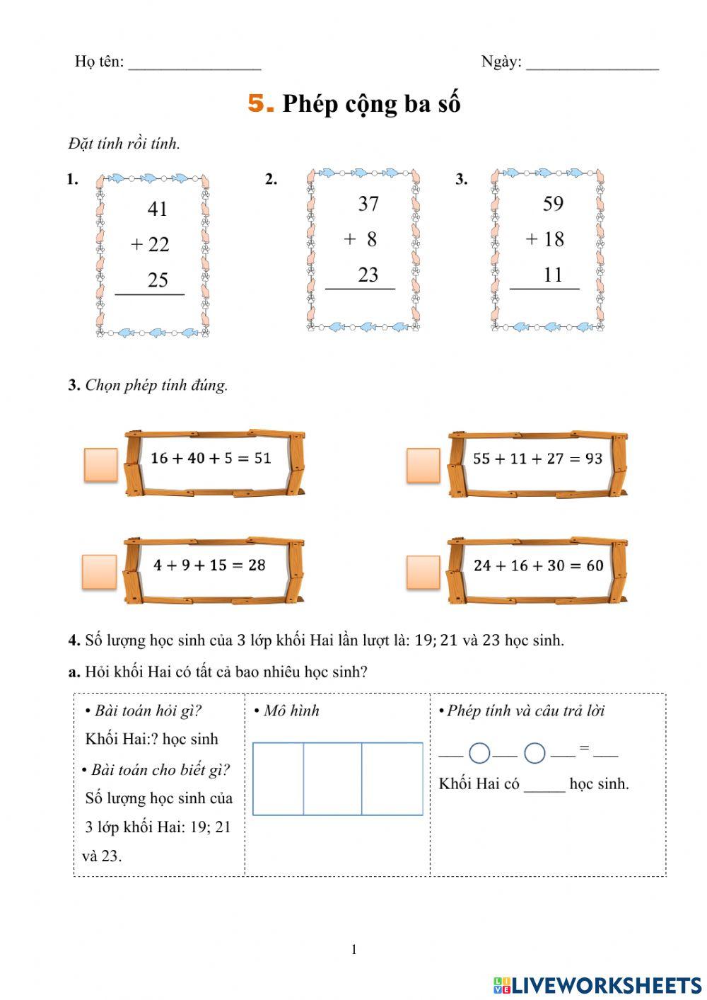 Phép cộng ba số