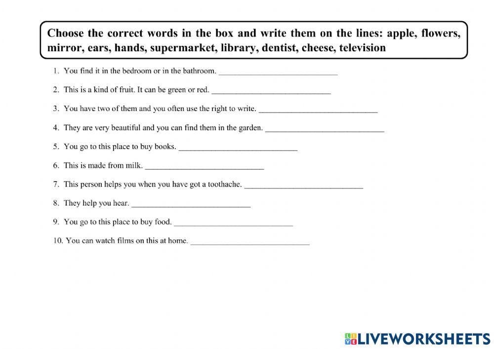 Definition interactive worksheet Live Worksheets