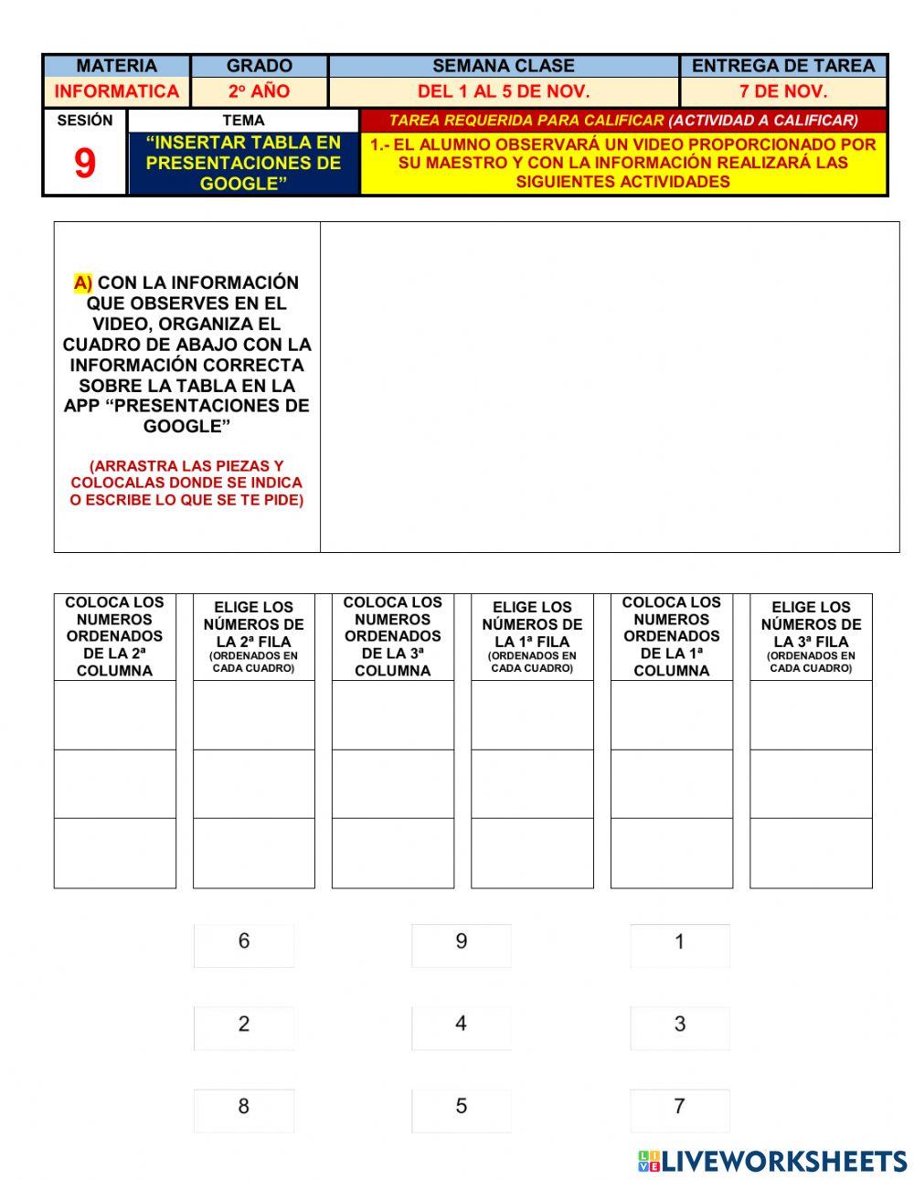 2o Info. Tablas en Presentaciones de Google 2o Info. Tablas en Presentaciones de Google