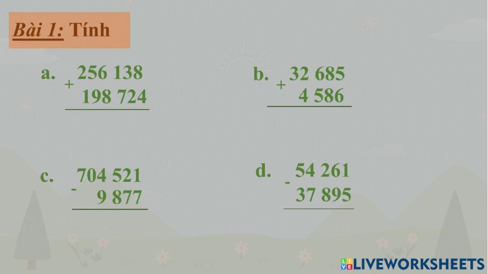 Ôn tập phép cộng, phép trừ