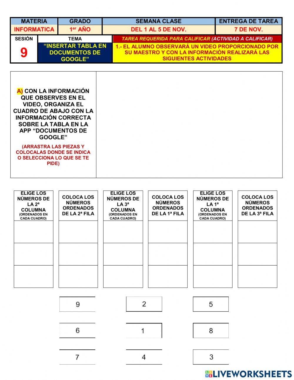1o Info. Tablas en Documentos de Google 1o Info. Tablas en Documentos de Google