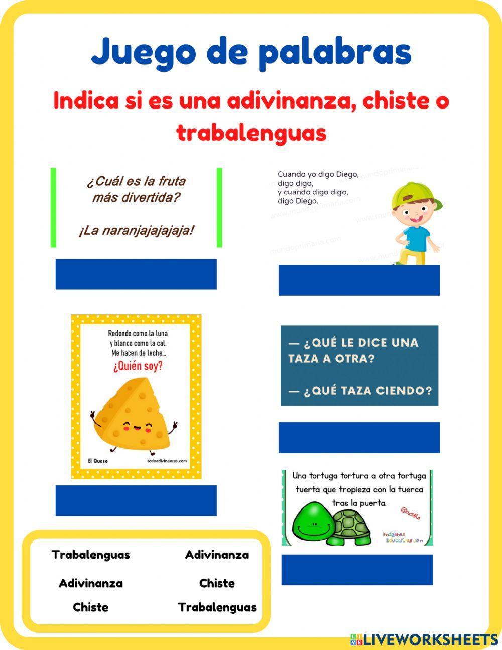 Adivinanzas, chistes y trabalenguas