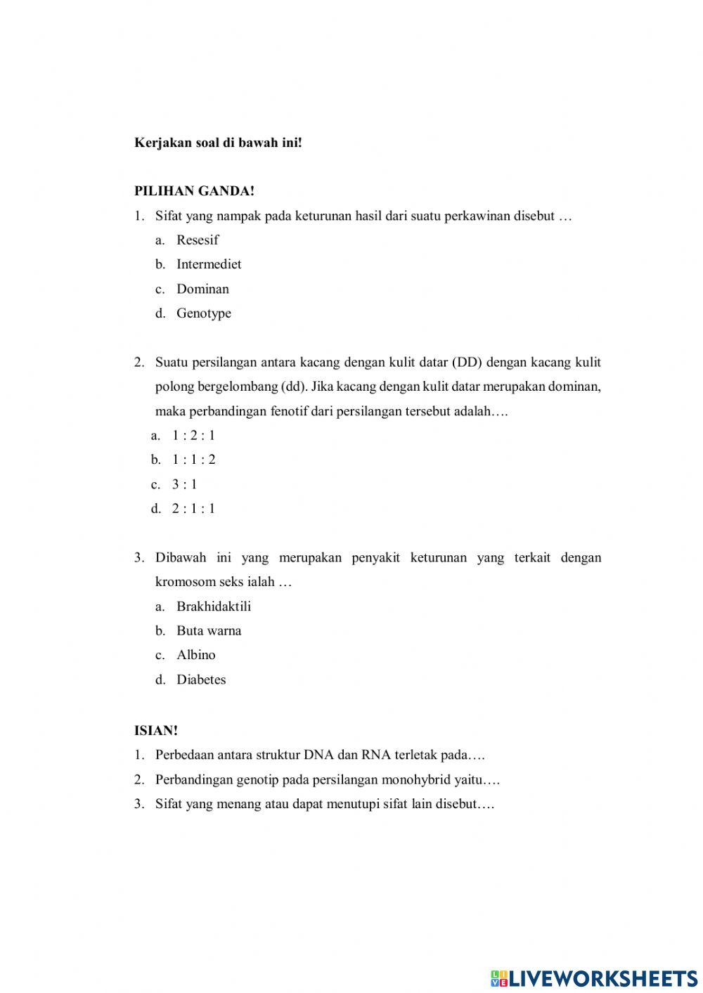 Lkpd pewarisan sifat