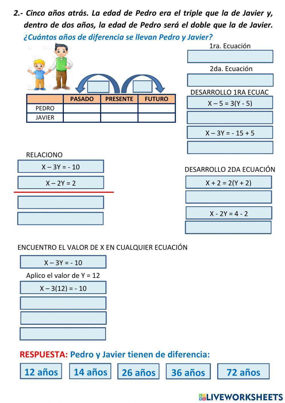 Problemas de edades con sistema de ecuaciones