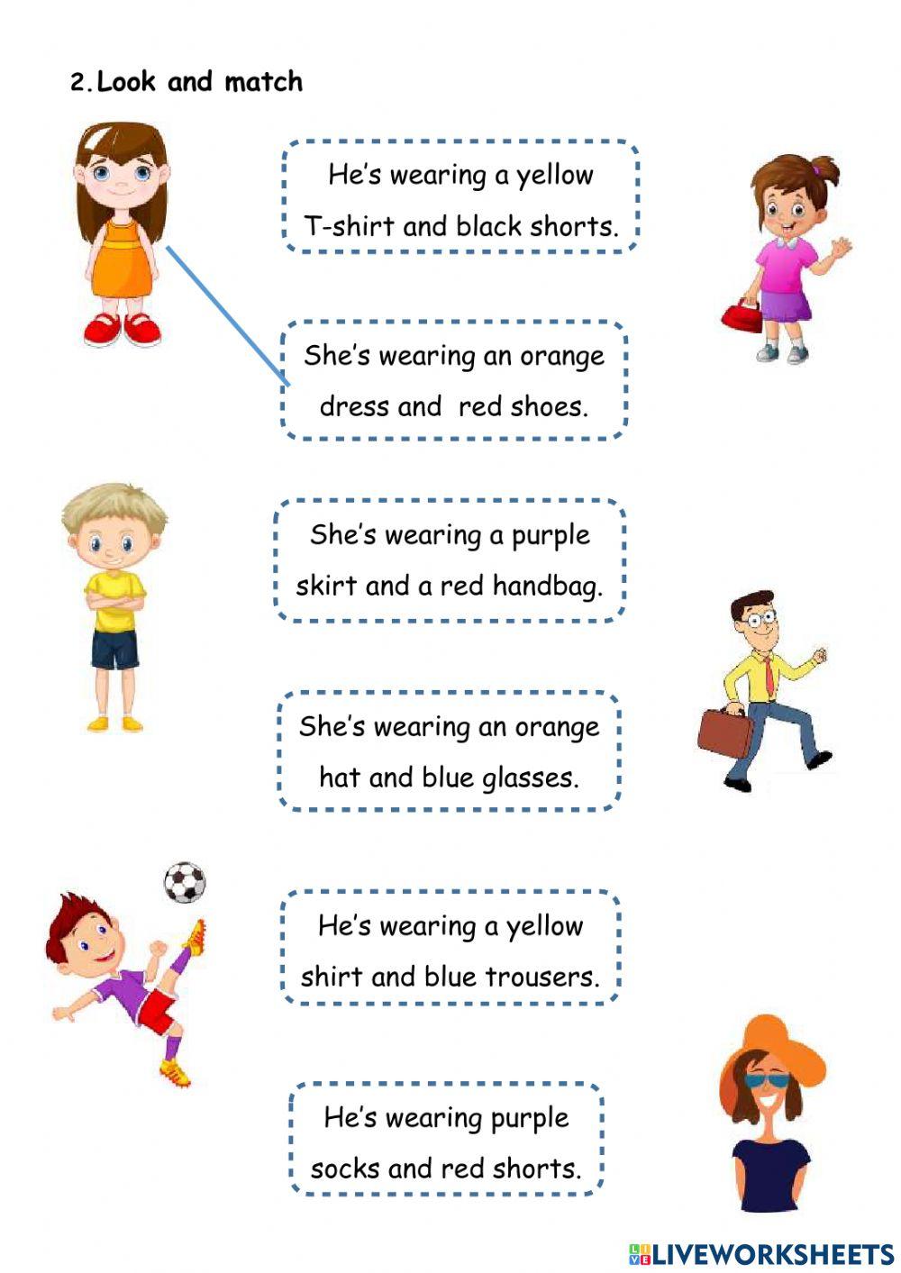 Worksheet - I like clothes 