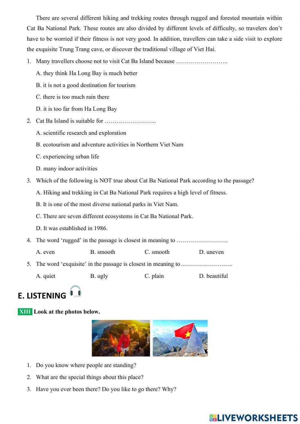 English 9 big4 unit 5 reading listening and writing