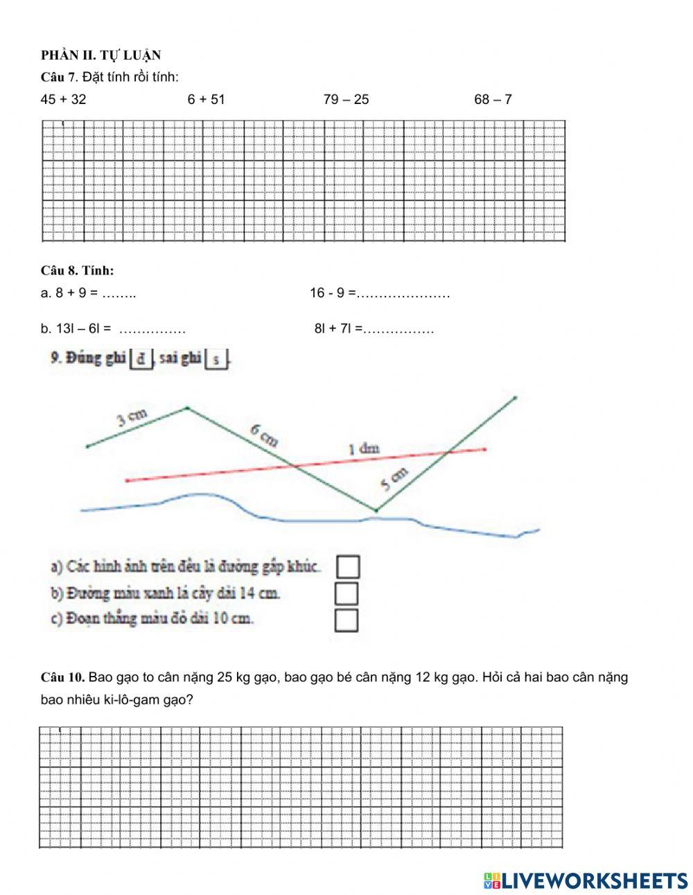 Kiểm tra giữa kỳ I lớp 2