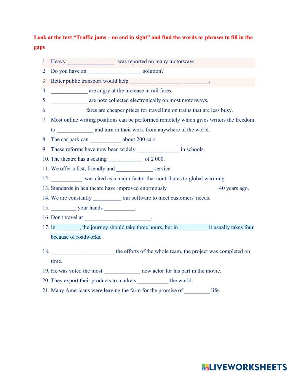 Vocabulary - No end in sight