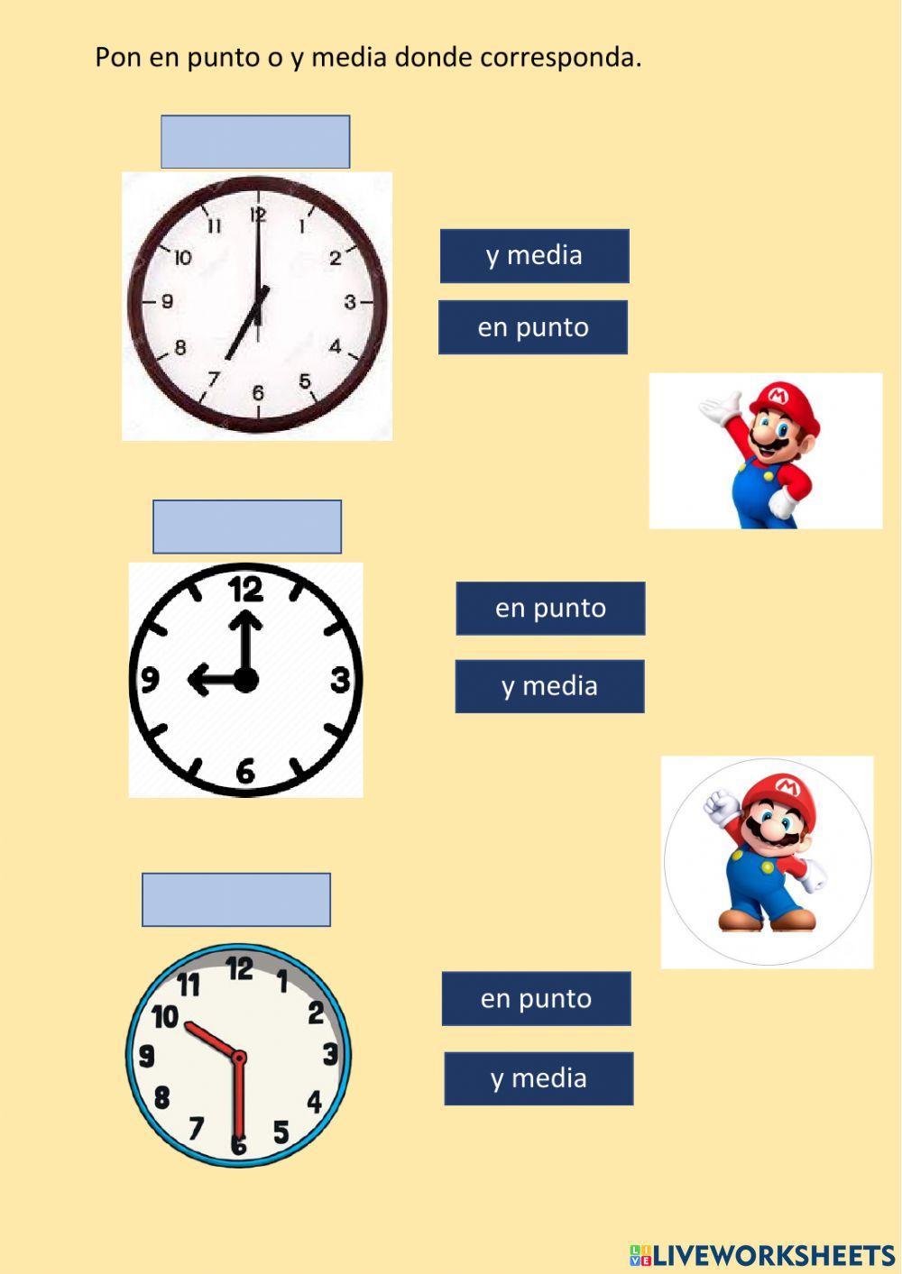Reloj: en punto, y media