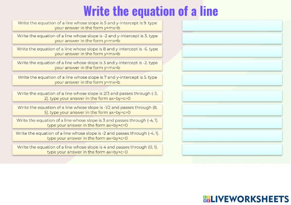 Writing equation of a line