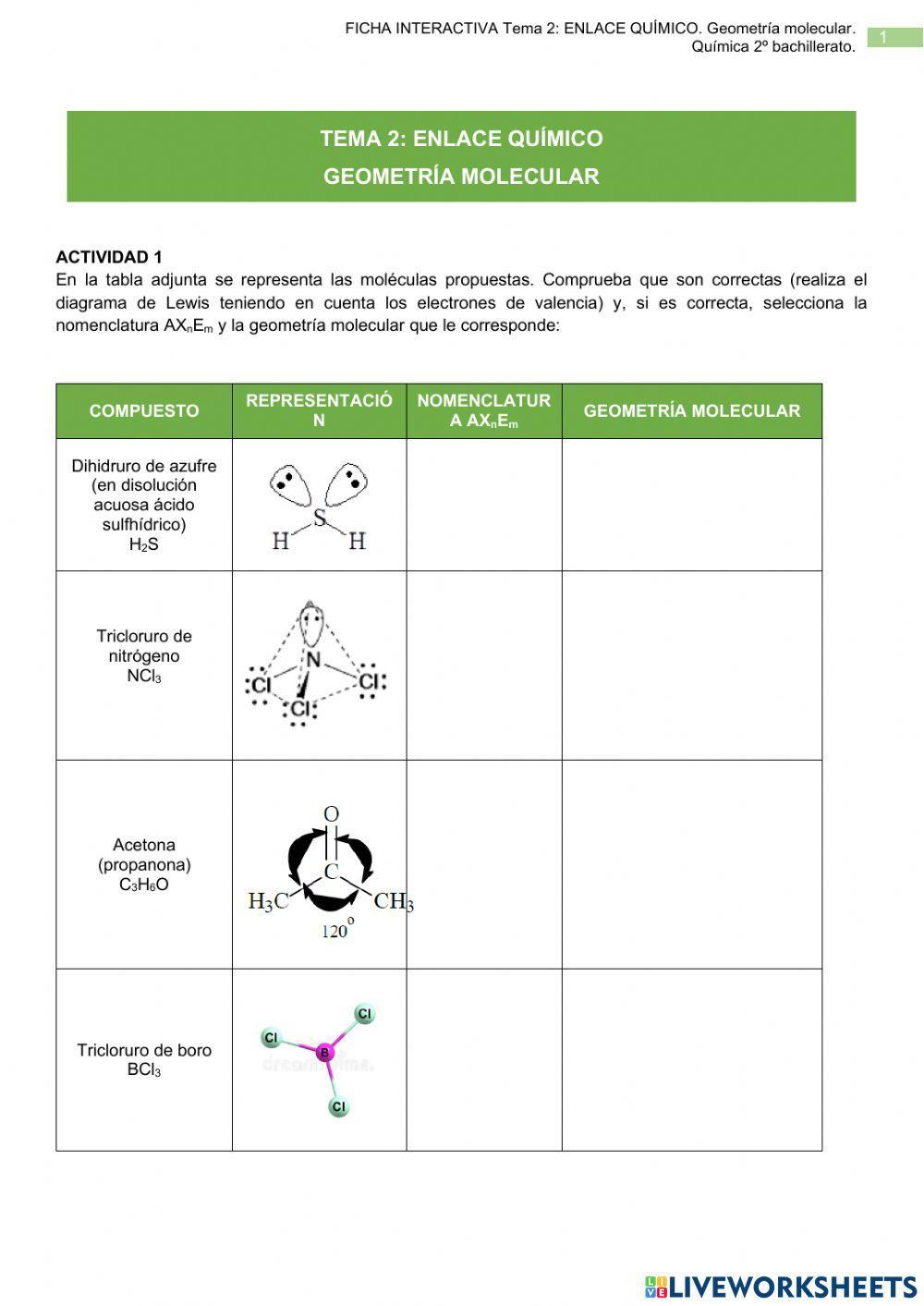 Geometría molec… | Free Interactive Worksheets | 1610550, image size:1000x1413
