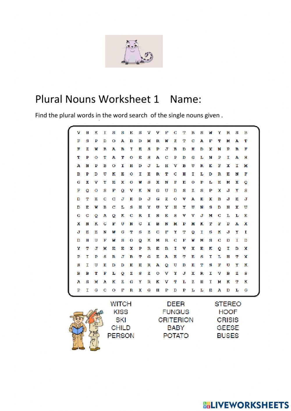 Plural Nouns Worksheet 1